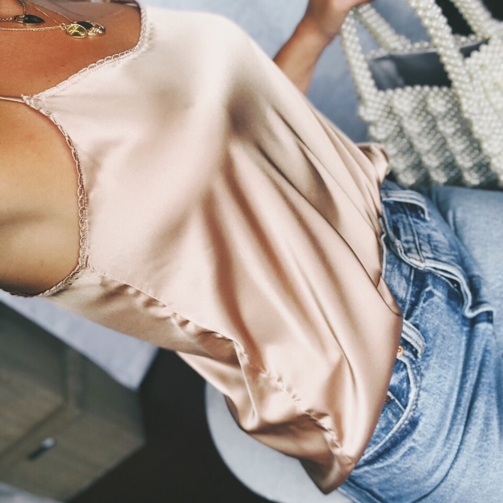 Last 1✨🆕Zooey Taupe Satin Cami Tank Top - Picture 2 of 8